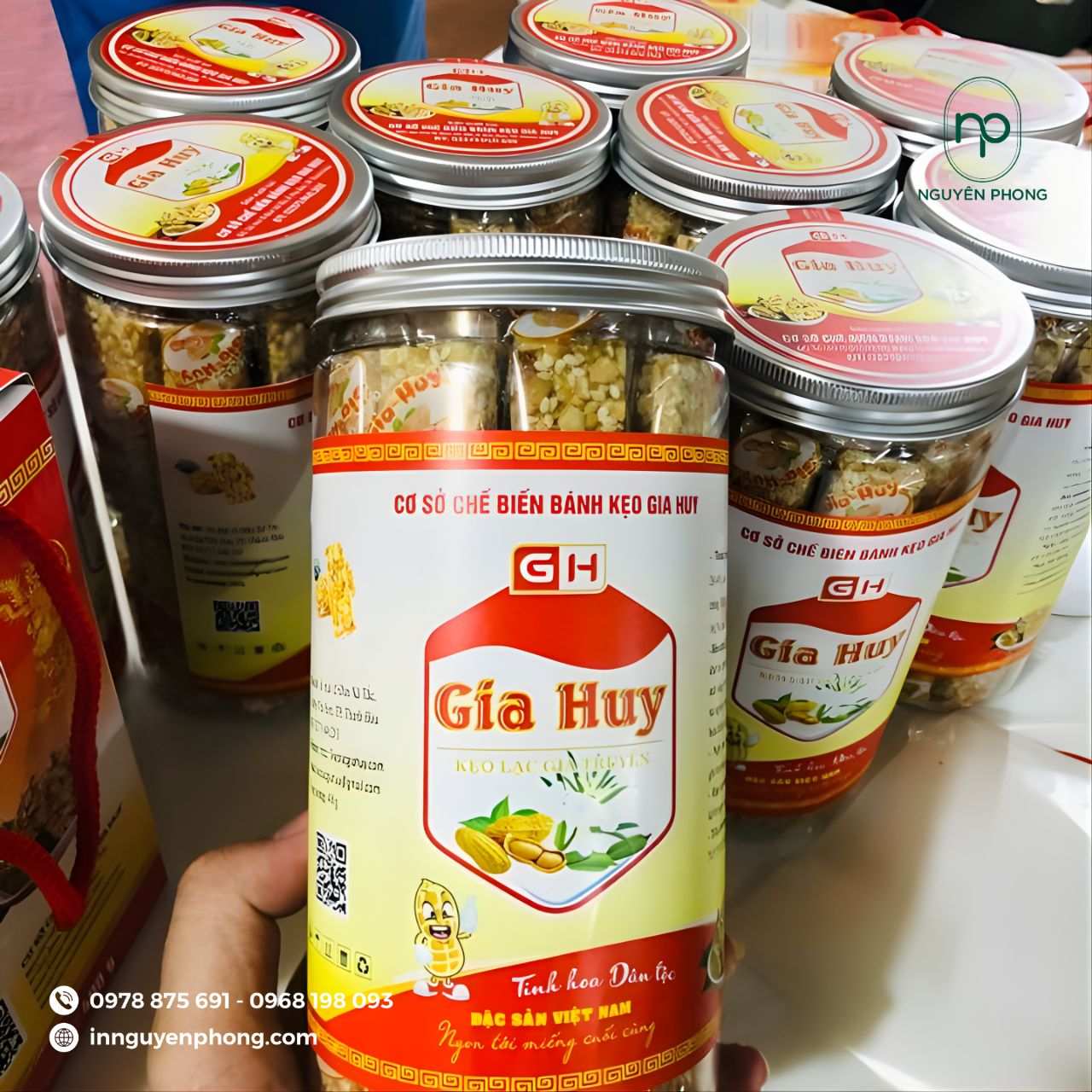 Mẫu tem dán hộp đựng kẹo lạc 